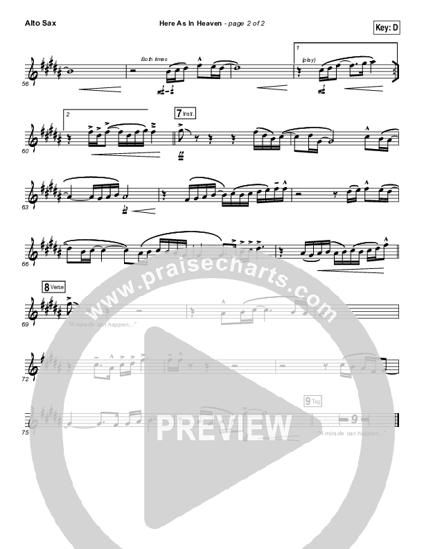 Here As In Heaven Alto Sax (Kari Jobe / Cody Carnes)