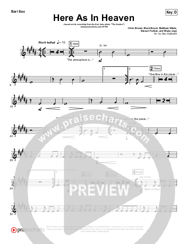 Here As In Heaven Bari Sax (Kari Jobe / Cody Carnes)