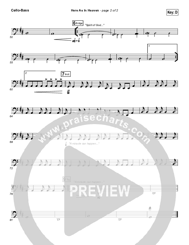 Here As In Heaven Cello/Bass (Kari Jobe / Cody Carnes)