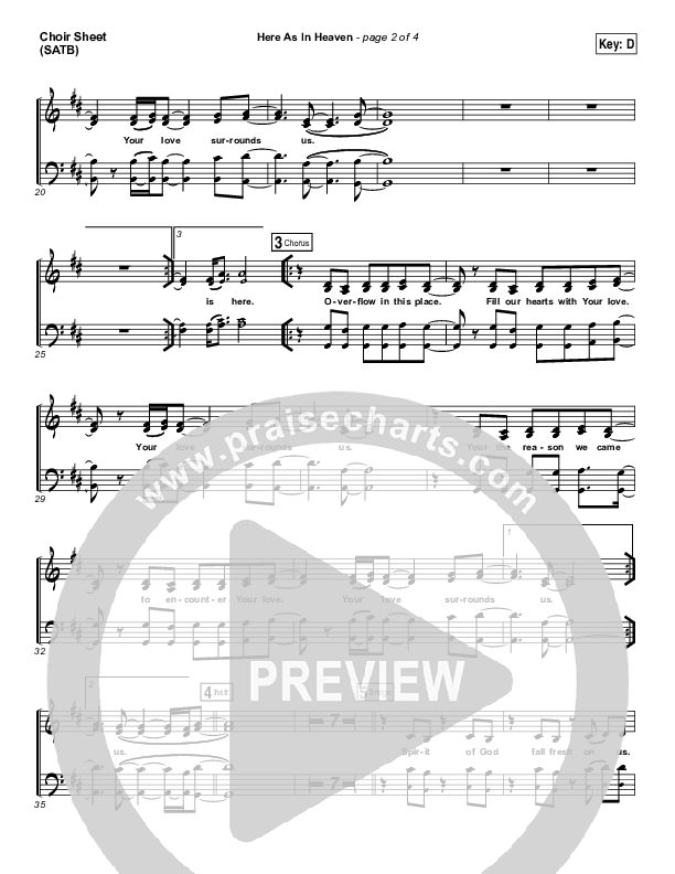 Here As In Heaven Choir Sheet (SATB) (Kari Jobe / Cody Carnes)