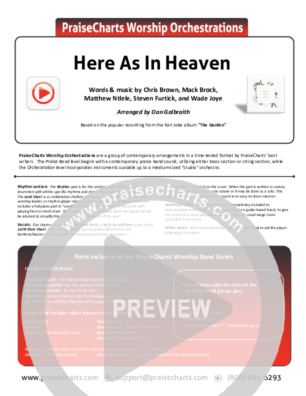 Here As In Heaven Cover Sheet (Kari Jobe / Cody Carnes)