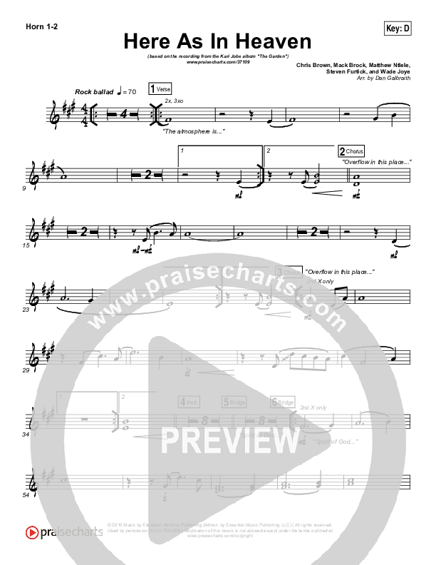 Here As In Heaven Brass Pack (Kari Jobe / Cody Carnes)