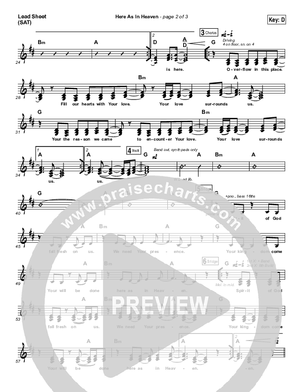 Here As In Heaven Lead Sheet (SAT) (Kari Jobe / Cody Carnes)