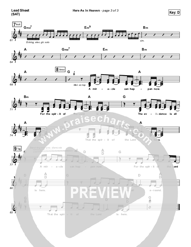 Here As In Heaven Lead Sheet (SAT) (Kari Jobe / Cody Carnes)