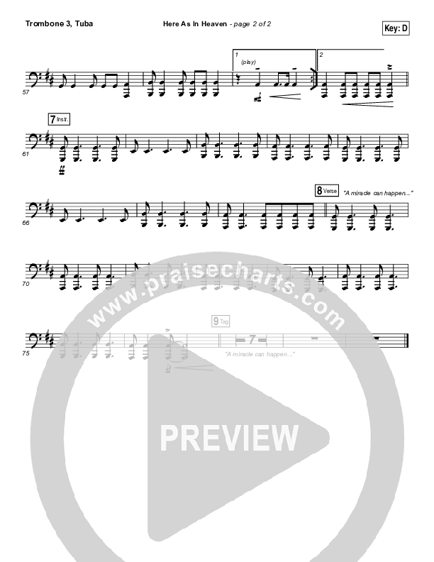 Here As In Heaven Trombone 3/Tuba (Kari Jobe / Cody Carnes)