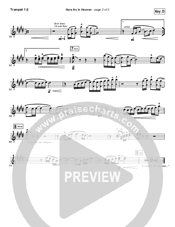 Here As In Heaven Trumpet 1,2 (Kari Jobe / Cody Carnes)