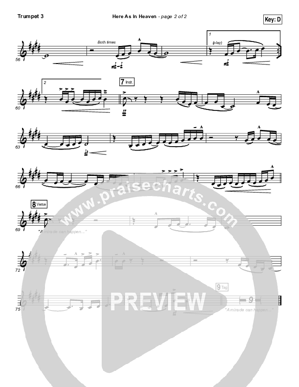 Here As In Heaven Trumpet 3 (Kari Jobe / Cody Carnes)