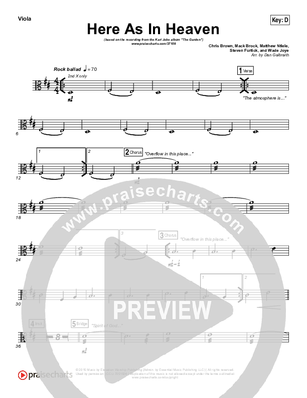 Here As In Heaven Viola (Kari Jobe / Cody Carnes)