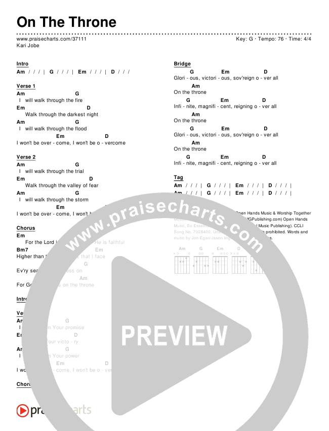 On The Throne Chords & Lyrics (Kari Jobe)