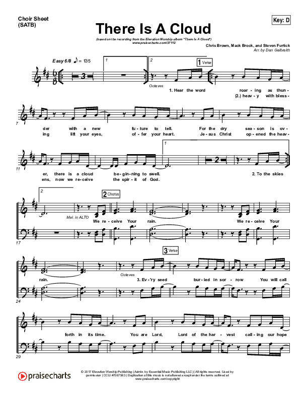 There Is A Cloud Choir Sheet (SATB) (Elevation Worship)