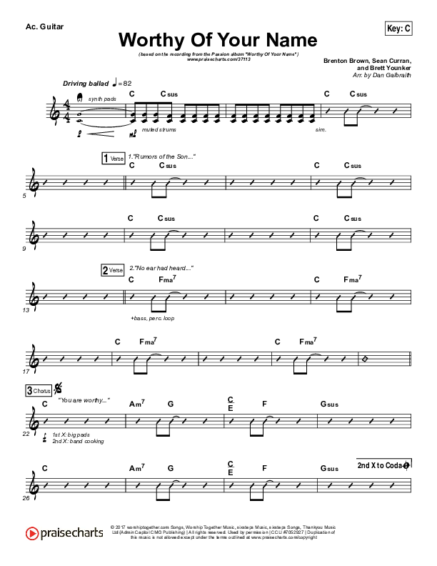 Worthy Of Your Name Acoustic Guitar (Passion / Sean Curran)