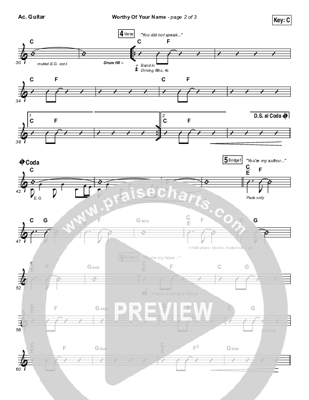 Worthy Of Your Name Acoustic Guitar (Passion / Sean Curran)