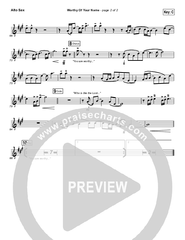 Worthy Of Your Name Alto Sax (Passion / Sean Curran)