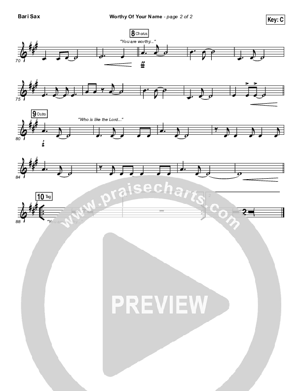 Worthy Of Your Name Bari Sax (Passion / Sean Curran)