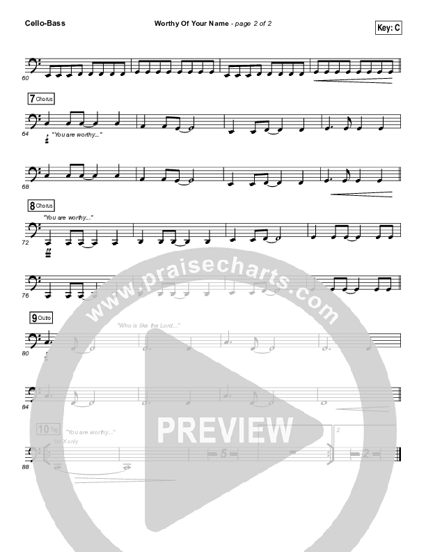 Worthy Of Your Name Cello/Bass (Passion / Sean Curran)