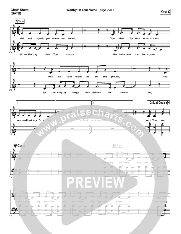 Worthy Of Your Name Choir Sheet (SATB) (Passion / Sean Curran)