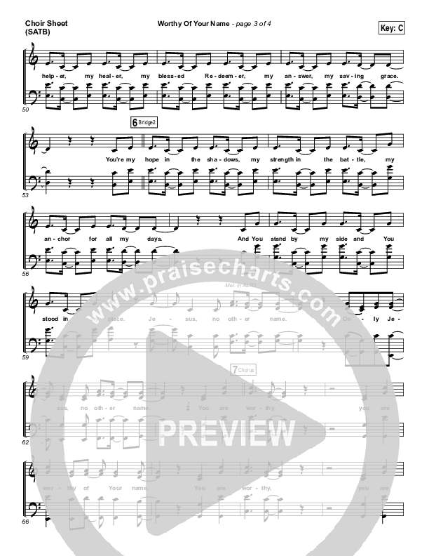 Worthy Of Your Name Choir Sheet (SATB) (Passion / Sean Curran)