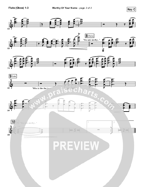 Worthy Of Your Name Flute/Oboe 1/2/3 (Passion / Sean Curran)