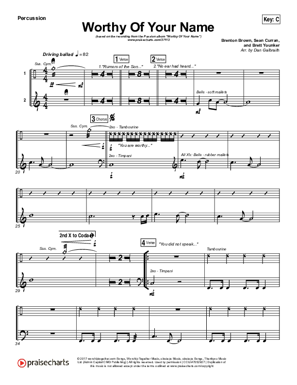 Worthy Of Your Name Percussion (Passion / Sean Curran)