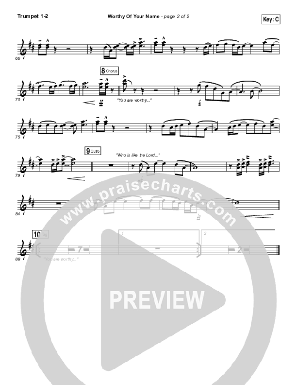 Worthy Of Your Name Trumpet 1,2 (Passion / Sean Curran)