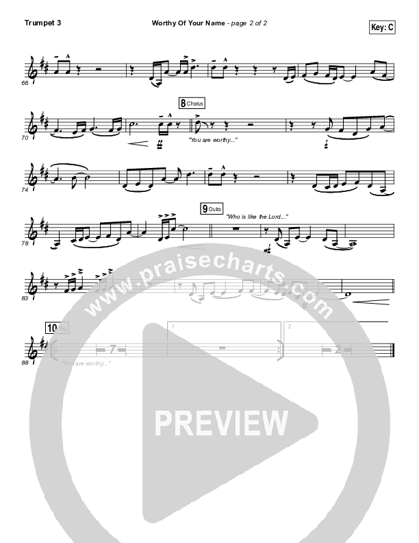 Worthy Of Your Name Trumpet 3 (Passion / Sean Curran)