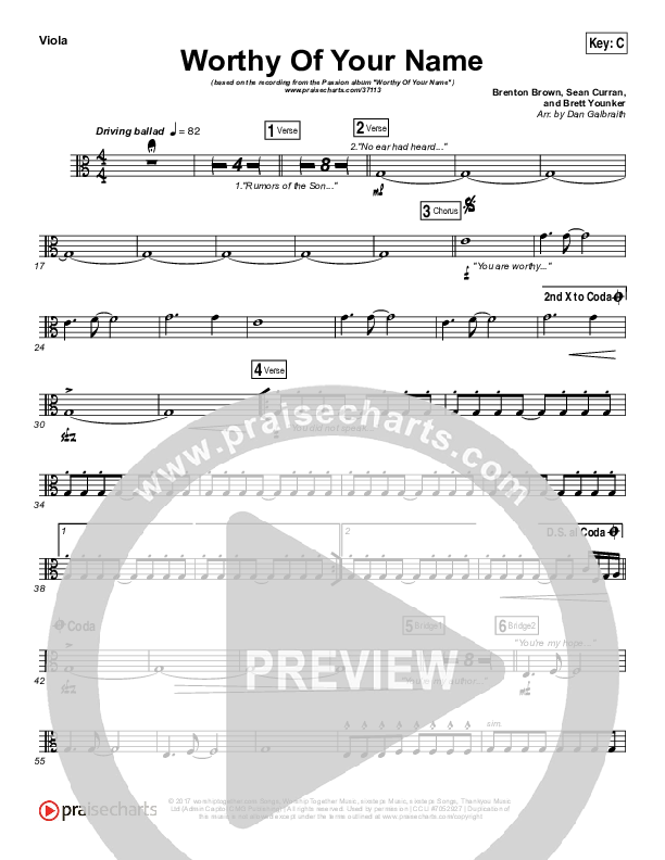 Worthy Of Your Name Viola (Passion / Sean Curran)