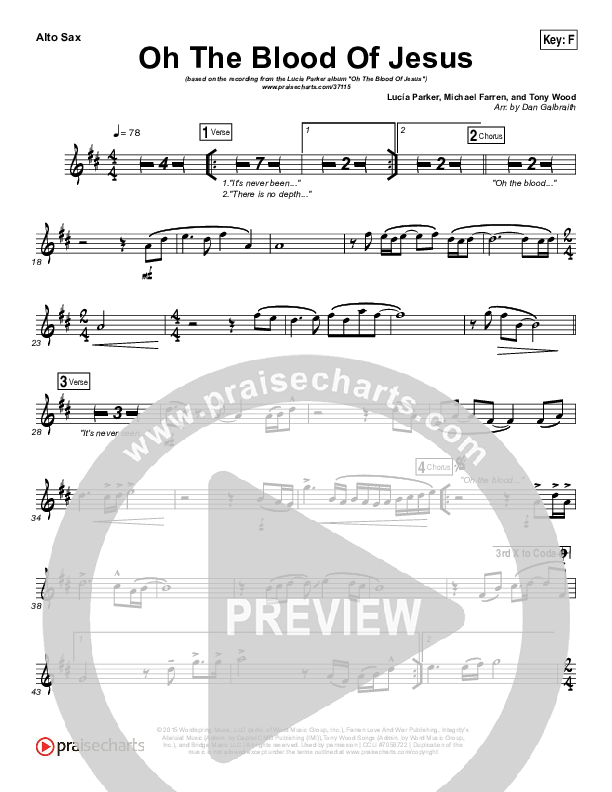 Oh The Blood Of Jesus Alto Sax (Lucia Parker)