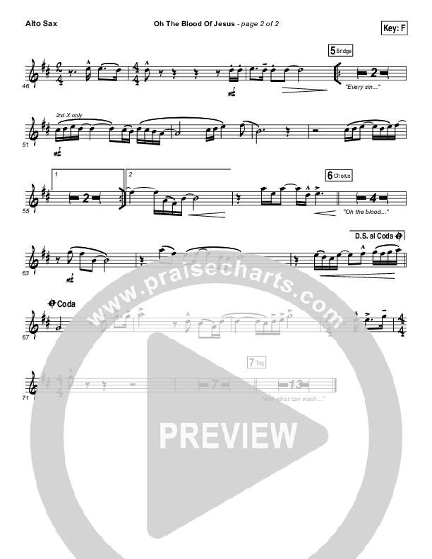 Oh The Blood Of Jesus Alto Sax (Lucia Parker)