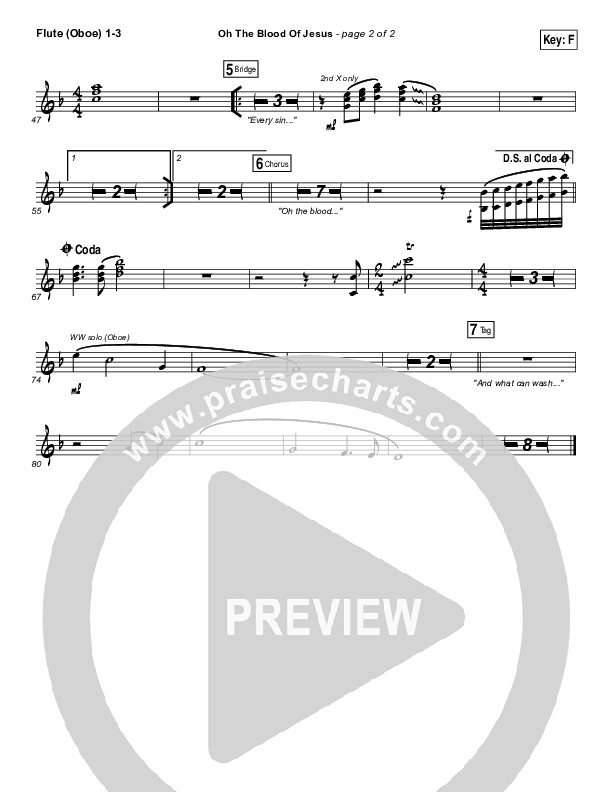 Oh The Blood Of Jesus Flute/Oboe 1/2/3 (Lucia Parker)