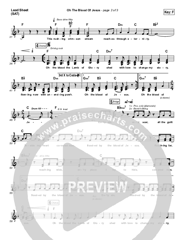 Oh The Blood Of Jesus Lead Sheet (SAT) (Lucia Parker)