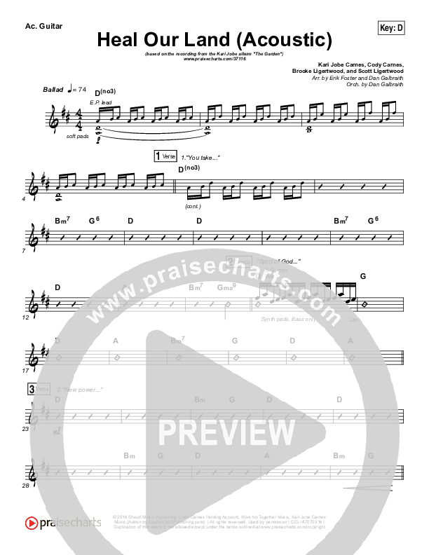 Heal Our Land (Acoustic) Acoustic Guitar (Kari Jobe)