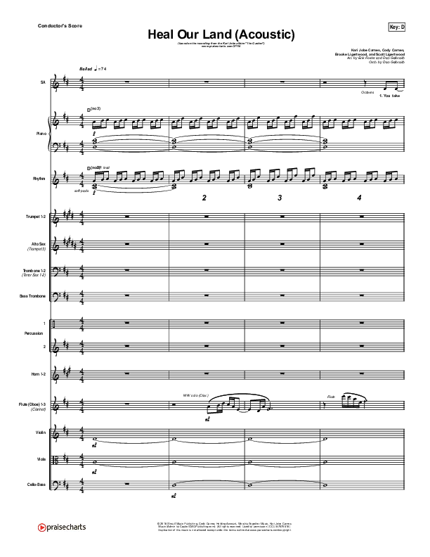 Heal Our Land (Acoustic) Conductor's Score (Kari Jobe)