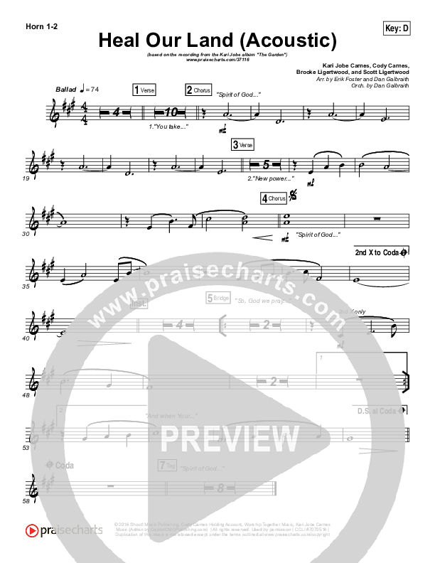 Heal Our Land (Acoustic) French Horn 1/2 (Kari Jobe)