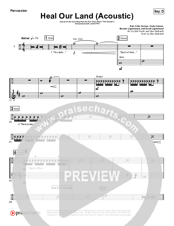 Heal Our Land (Acoustic) Percussion (Kari Jobe)