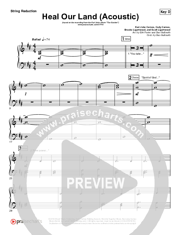 Heal Our Land (Acoustic) String Pack (Kari Jobe)