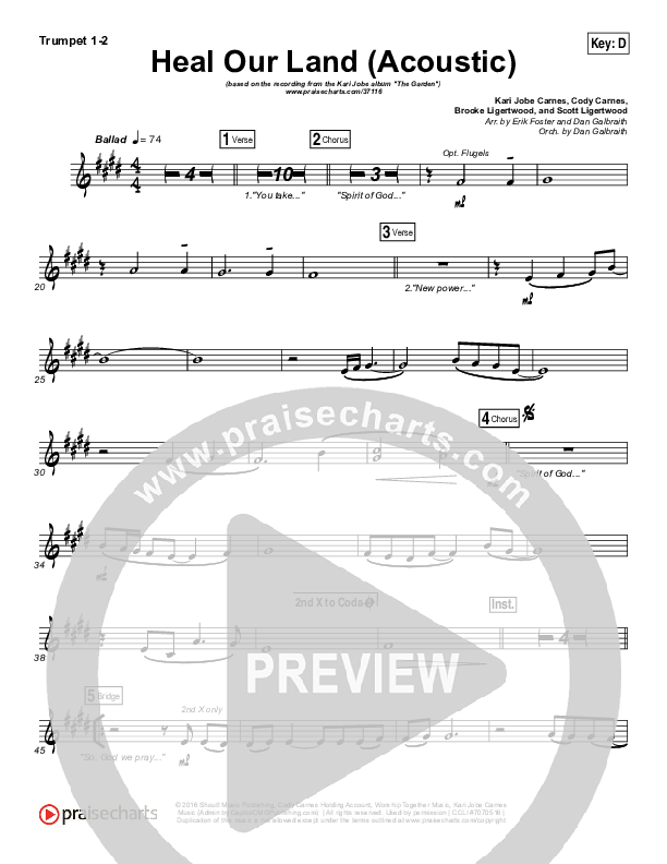 Heal Our Land (Acoustic) Brass Pack (Kari Jobe)