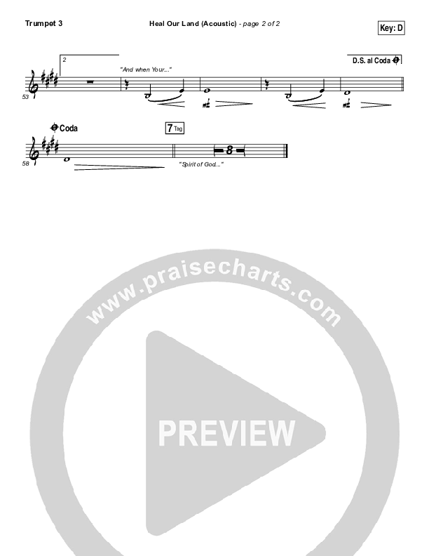 Heal Our Land (Acoustic) Trumpet 3 (Kari Jobe)