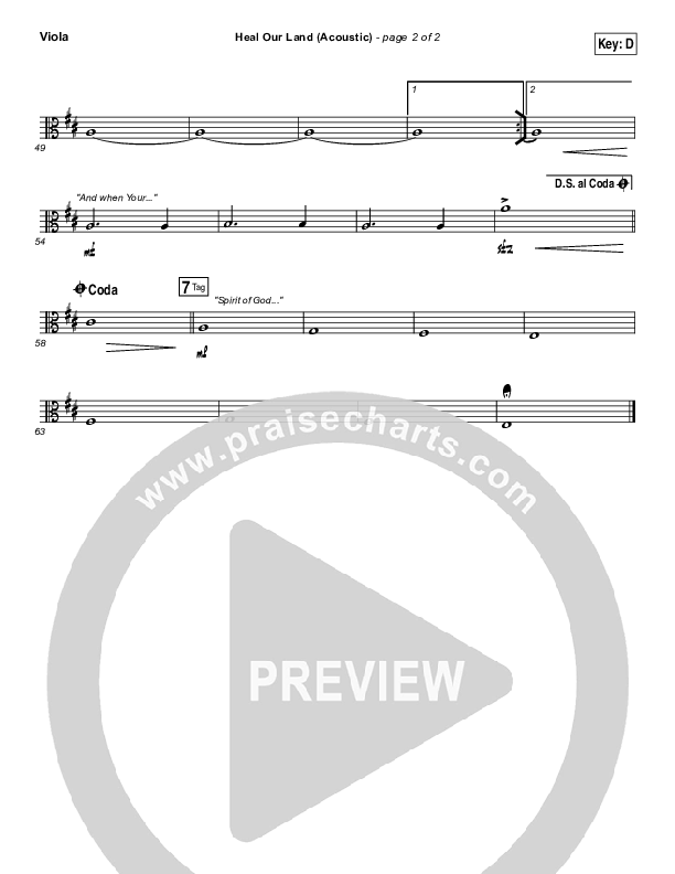 Heal Our Land (Acoustic) Viola (Kari Jobe)
