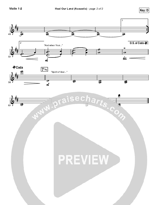 Heal Our Land (Acoustic) Violin 1/2 (Kari Jobe)