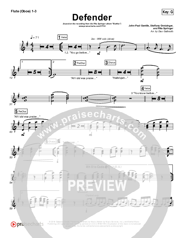 Defender Flute/Oboe 1/2/3 (Rita Springer)