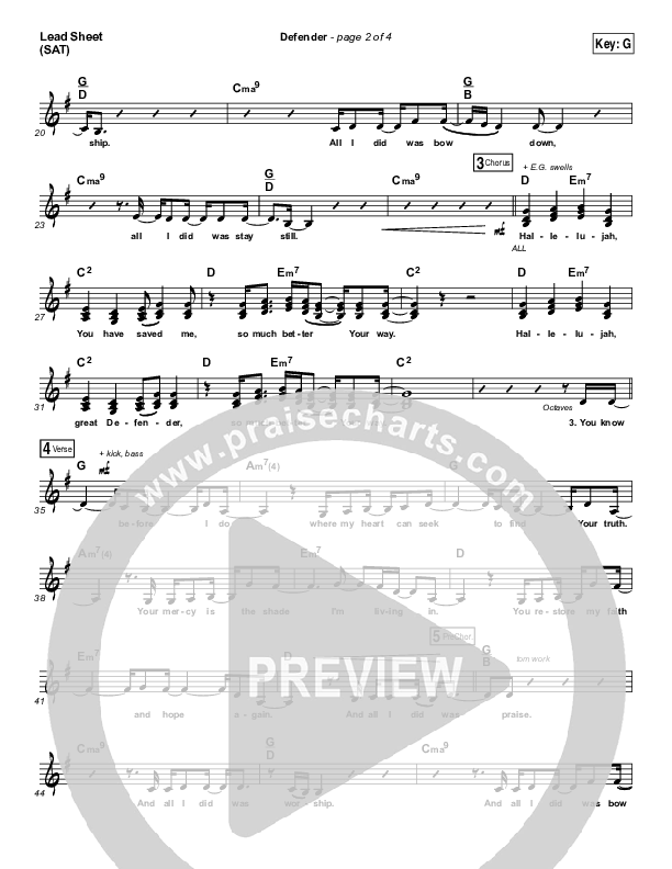 Defender Lead Sheet (SAT) (Rita Springer)