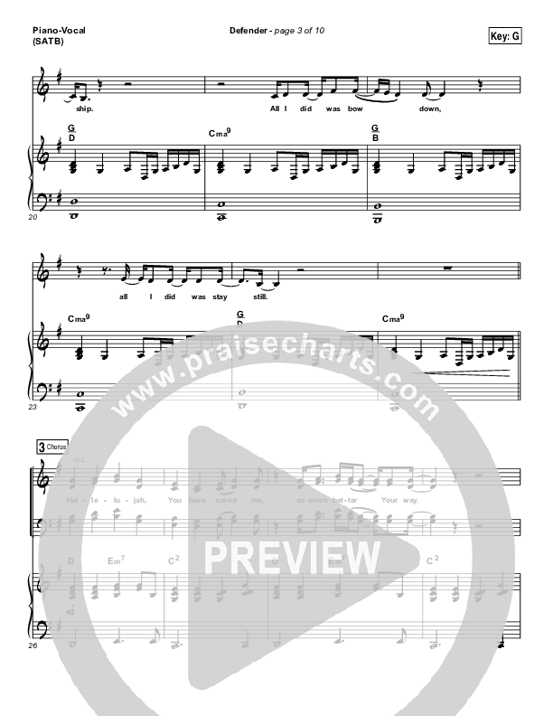 Defender Piano/Vocal (SATB) (Rita Springer)