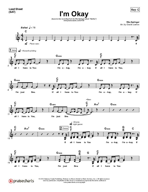 I'm Okay Lead (SAT) (Rita Springer)