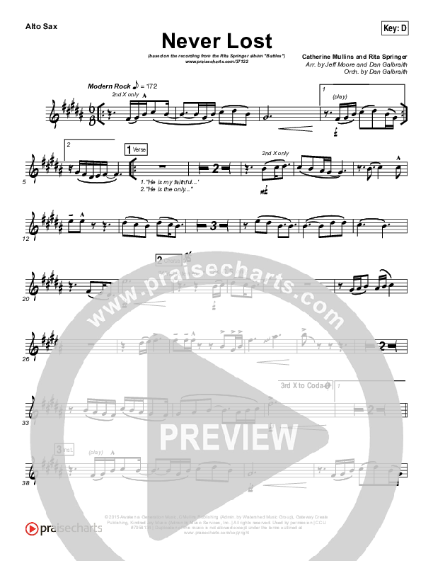 Never Lost Alto Sax (Rita Springer)