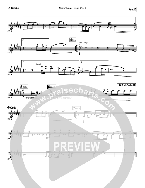 Never Lost Alto Sax (Rita Springer)