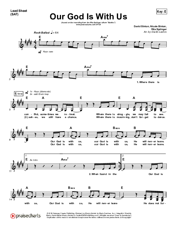 Our God Is With Us Lead (SAT) (Rita Springer / Nicole Binion)