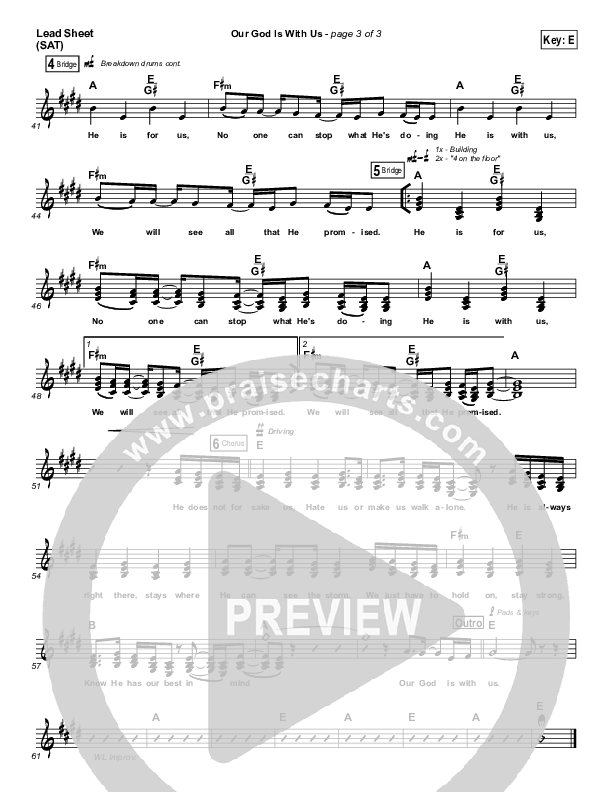 Our God Is With Us Lead Sheet (SAT) (Rita Springer / Nicole Binion)