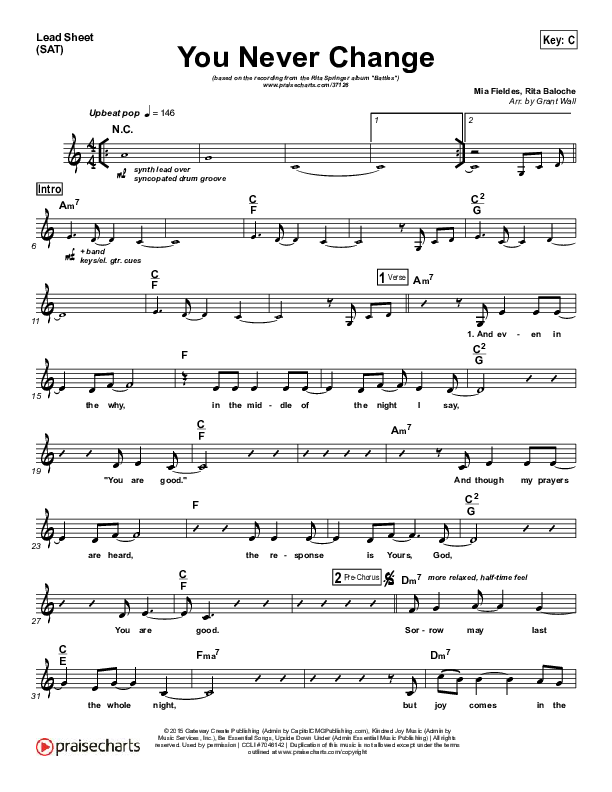 You Never Change Lead (SAT) (Rita Springer)