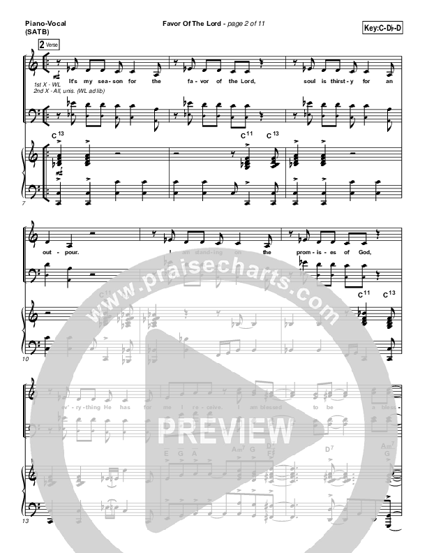 Favor Of The Lord Piano/Vocal & Lead (Israel Houghton)