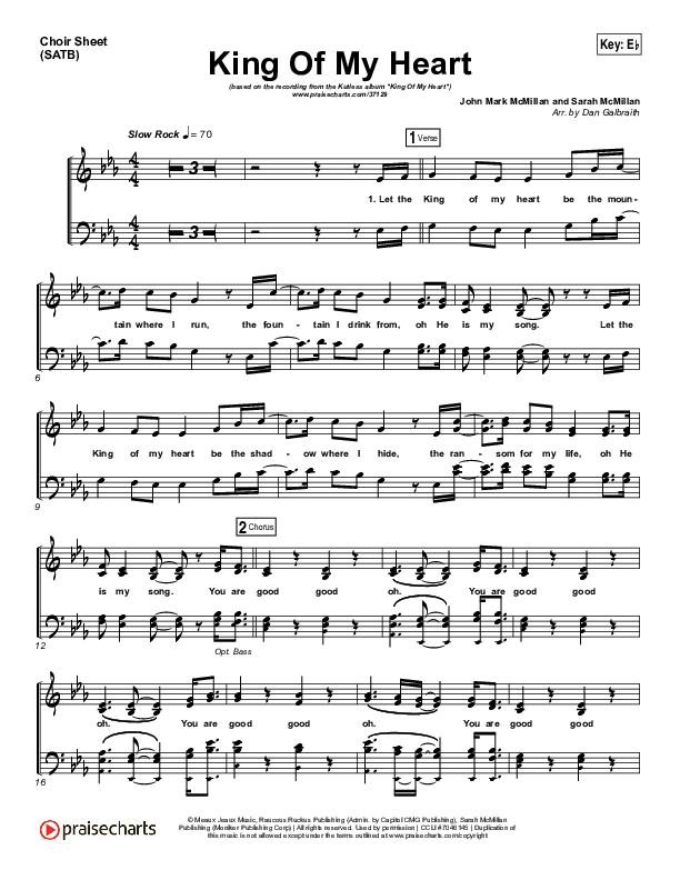 King Of My Heart Choir Sheet (SATB) (Kutless)